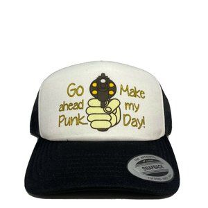 Go ahead Punk Make my Day Trucker Hat Mesh Cap Snapback Hat Adjustable Vintage